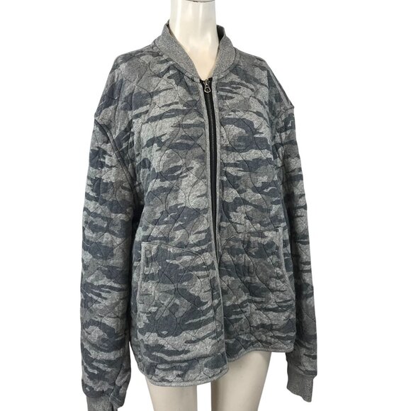 CHAMPION X TODD SNYDER ~ MENS 2X ~ GRAY CAMO FULL ZIP QUILTED BOMBER JACKET - Picture 1 of 7